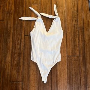 White bodysuit with tie feature